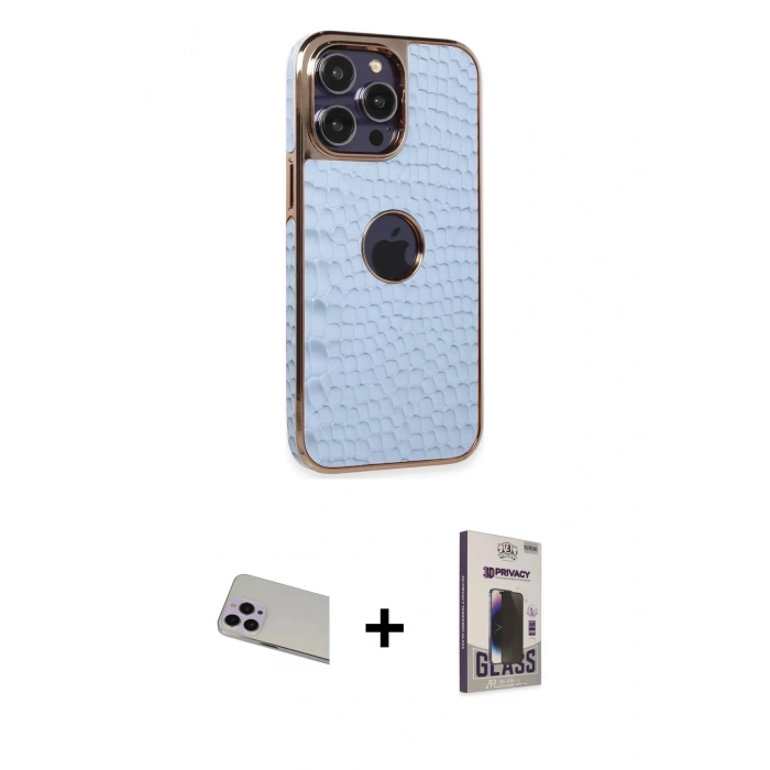 MARSİLYAN™- iPhone 13 Pro Max Kılıf Ufuk Form Prime - Siyah Bilvis Hayalet Cam Ekran Koruyucu + Rainbow Kamera Lens Koruma Cam - MR