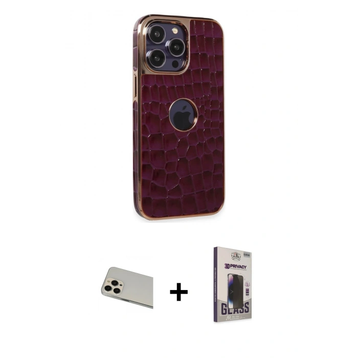 MARSİLYAN™- iPhone 13 Pro Max Kılıf Ufuk Form Prime - Siyah Bilvis Hayalet Cam Ekran Koruyucu + Rainbow Kamera Lens Koruma Cam - REGD