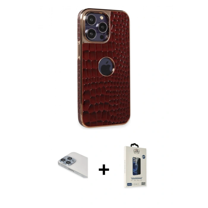 MARSİLYAN™- iPhone 13 Pro Max Kılıf Ufuk Form Prime - Siyah Bilvis Hayalet Cam Ekran Koruyucu + Pers Alüminyum Kamera Lens - SABE