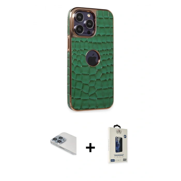 MARSİLYAN™- iPhone 13 Pro Max Kılıf Ufuk Form Prime - Siyah Bilvis Hayalet Cam Ekran Koruyucu + Pers Alüminyum Kamera Lens - SABE