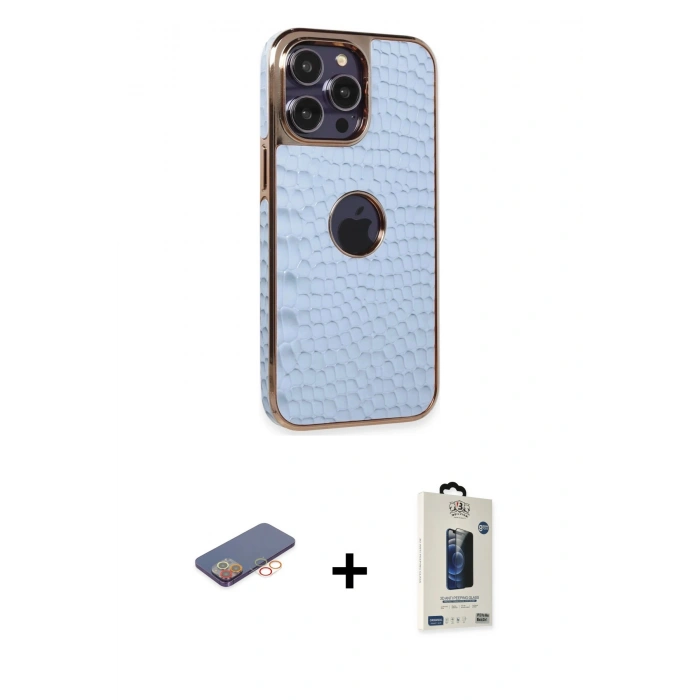 MARSİLYAN™- iPhone 13 Pro Max Kılıf Ufuk Form Prime - Siyah Bilvis Hayalet Cam Ekran Koruyucu + Renkli Kamera Lens Koruma Cam - TU