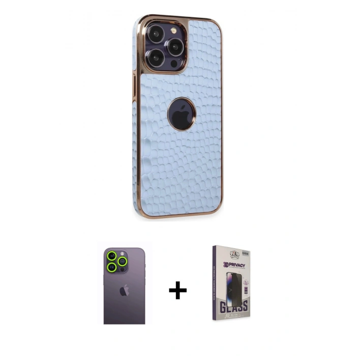 MARSİLYAN™- iPhone 13 Pro Max Kılıf Ufuk Form Prime - Siyah Bilvis Hayalet Cam Ekran Koruyucu + Neon Fosforlu Kamera Lens - YL