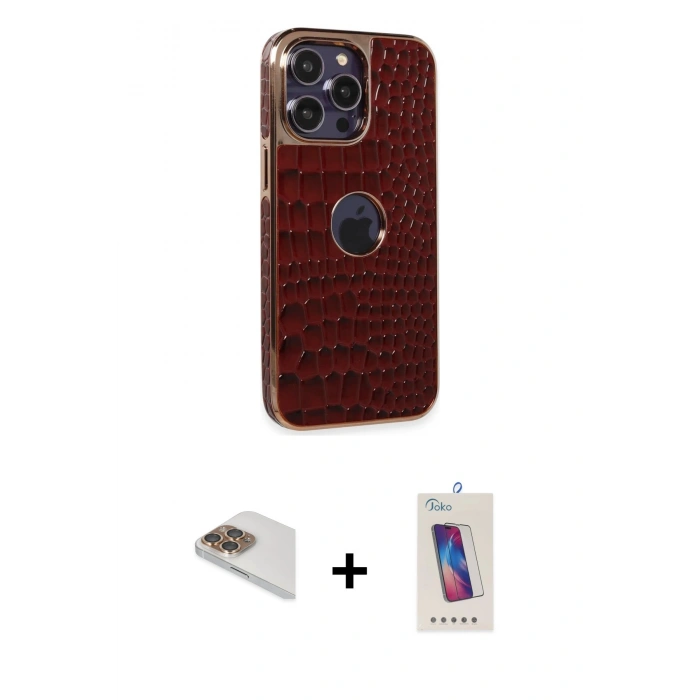 MARSİLYAN™- iPhone 13 Pro Max Kılıf Ufuk Form Prime - Siyah Joko 5D Cam + Pers Alüminyum Kamera Lens - GD