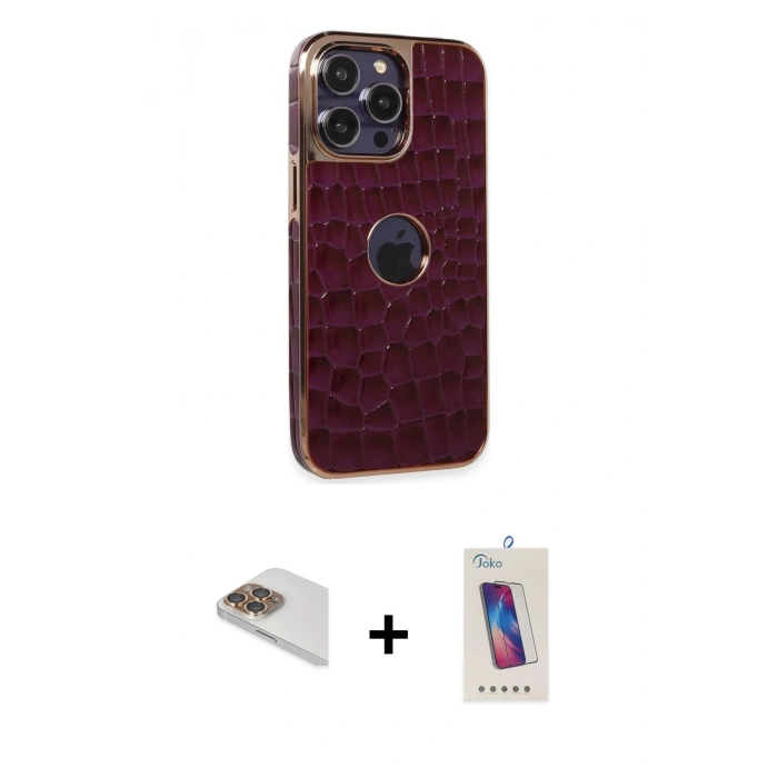 MARSİLYAN™- iPhone 13 Pro Max Kılıf Ufuk Form Prime - Siyah Joko 5D Cam + Pers Alüminyum Kamera Lens - GD