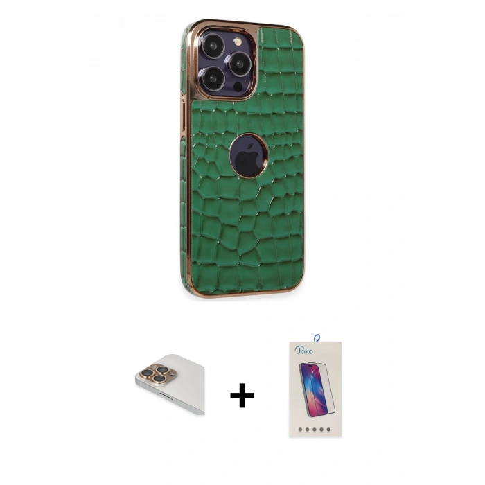 MARSİLYAN™- iPhone 13 Pro Max Kılıf Ufuk Form Prime - Siyah Joko 5D Cam + Pers Alüminyum Kamera Lens - GD