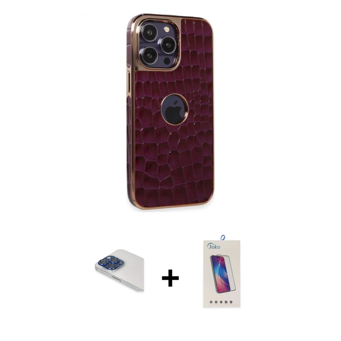 MARSİLYAN™- iPhone 13 Pro Max Kılıf Ufuk Form Prime - Siyah Joko 5D Cam + Pers Alüminyum Kamera Lens - LT