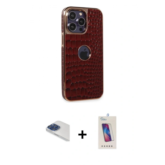 MARSİLYAN™- iPhone 13 Pro Max Kılıf Ufuk Form Prime - Siyah Joko 5D Cam + Pers Alüminyum Kamera Lens - LT