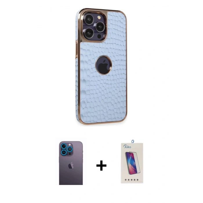 MARSİLYAN™- iPhone 13 Pro Max Kılıf Ufuk Form Prime - Siyah Joko 5D Cam + Neon Fosforlu Kamera Lens - MI