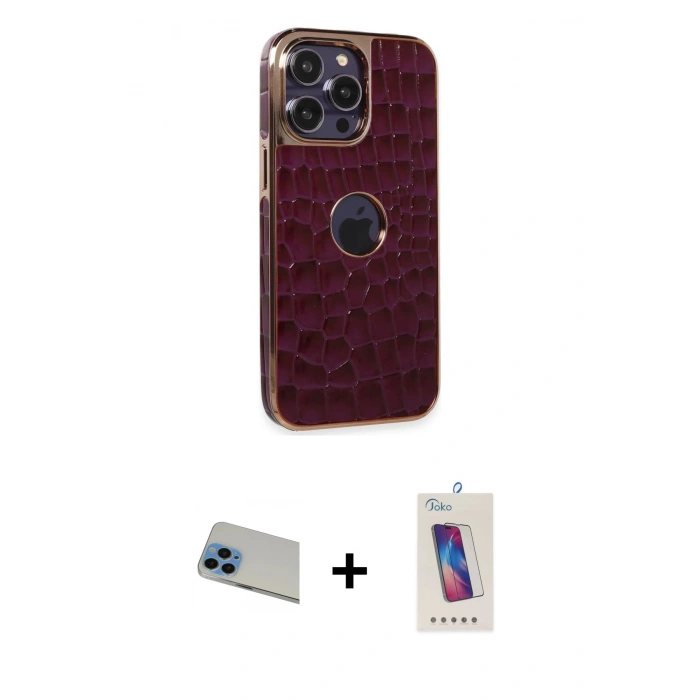 MARSİLYAN™- iPhone 13 Pro Max Kılıf Ufuk Form Prime - Siyah Joko 5D Cam + Rainbow Kamera Lens Koruma Cam - MI