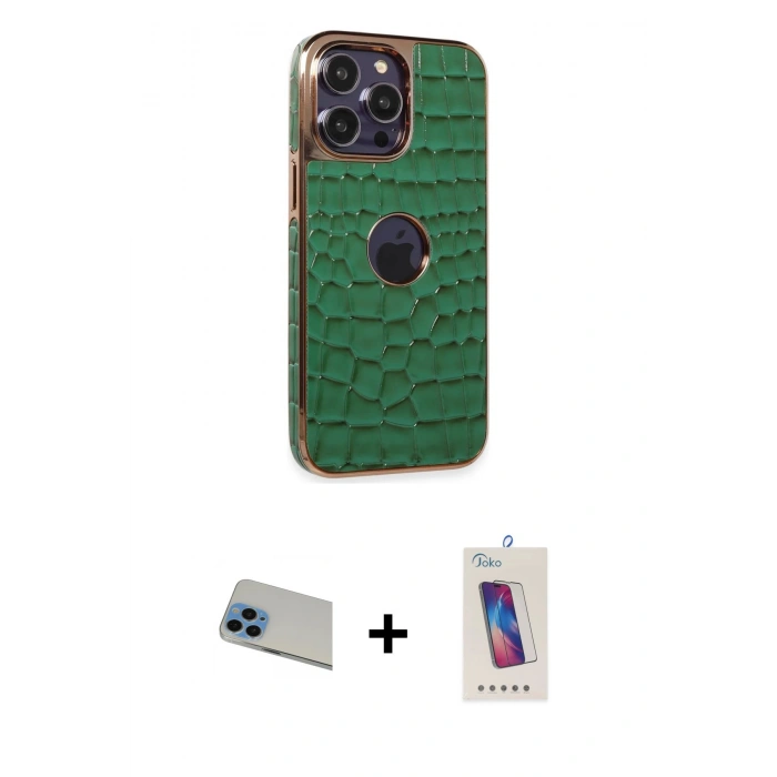 MARSİLYAN™- iPhone 13 Pro Max Kılıf Ufuk Form Prime - Siyah Joko 5D Cam + Rainbow Kamera Lens Koruma Cam - MI