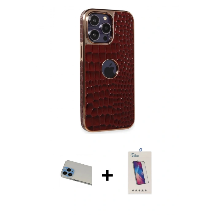 MARSİLYAN™- iPhone 13 Pro Max Kılıf Ufuk Form Prime - Siyah Joko 5D Cam + Rainbow Kamera Lens Koruma Cam - MI