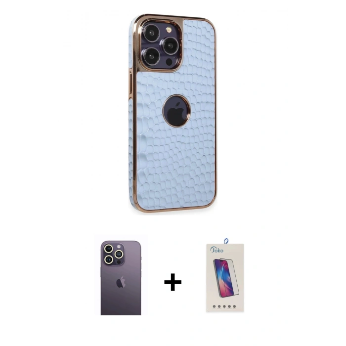 MARSİLYAN™- iPhone 13 Pro Max Kılıf Ufuk Form Prime - Siyah Joko 5D Cam + Neon Fosforlu Kamera Lens - BZ