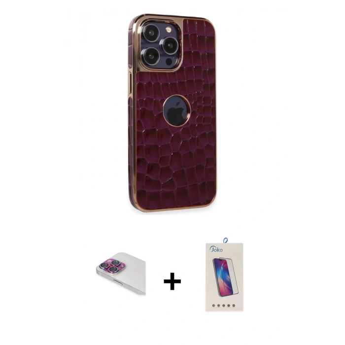 MARSİLYAN™- iPhone 13 Pro Max Kılıf Ufuk Form Prime - Siyah Joko 5D Cam + Pers Alüminyum Kamera Lens - GI