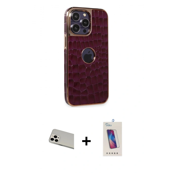 MARSİLYAN™- iPhone 13 Pro Max Kılıf Ufuk Form Prime - Siyah Joko 5D Cam + Rainbow Kamera Lens Koruma Cam - BZ