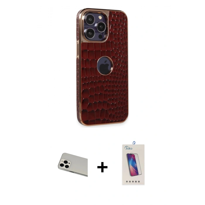 MARSİLYAN™- iPhone 13 Pro Max Kılıf Ufuk Form Prime - Siyah Joko 5D Cam + Rainbow Kamera Lens Koruma Cam - BZ