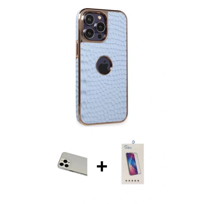 MARSİLYAN™- iPhone 13 Pro Max Kılıf Ufuk Form Prime - Siyah Joko 5D Cam + Rainbow Kamera Lens Koruma Cam - BZ