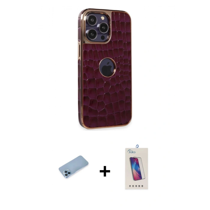 MARSİLYAN™- iPhone 13 Pro Max Kılıf Ufuk Form Prime - Siyah Joko 5D Cam + Shine Kamera Lens Koruma Cam - MI