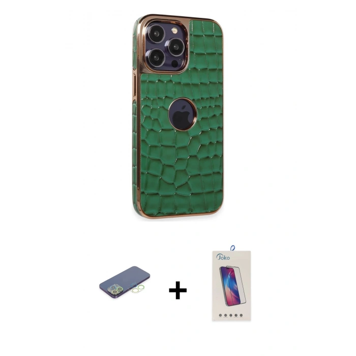 MARSİLYAN™- iPhone 13 Pro Max Kılıf Ufuk Form Prime - Siyah Joko 5D Cam + Renkli Kamera Lens Koruma Cam - YL