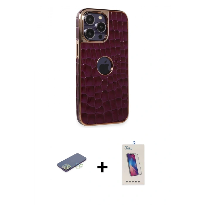 MARSİLYAN™- iPhone 13 Pro Max Kılıf Ufuk Form Prime - Siyah Joko 5D Cam + Renkli Kamera Lens Koruma Cam - YL