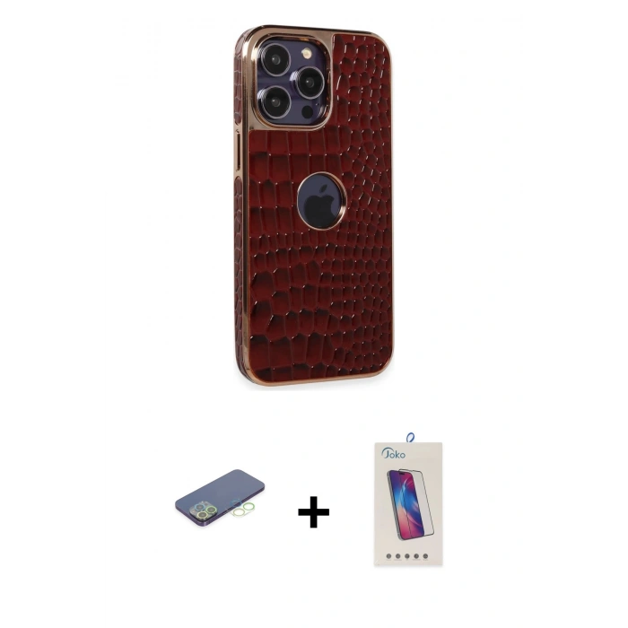 MARSİLYAN™- iPhone 13 Pro Max Kılıf Ufuk Form Prime - Siyah Joko 5D Cam + Renkli Kamera Lens Koruma Cam - YL
