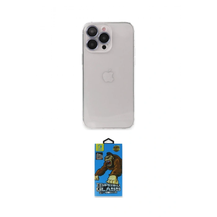 MARSİLYAN™- iPhone 13 Pro Max Kılıf Ufuk Minimal Özel Seri - Siyah 18D Cam Ekran Koruyucu