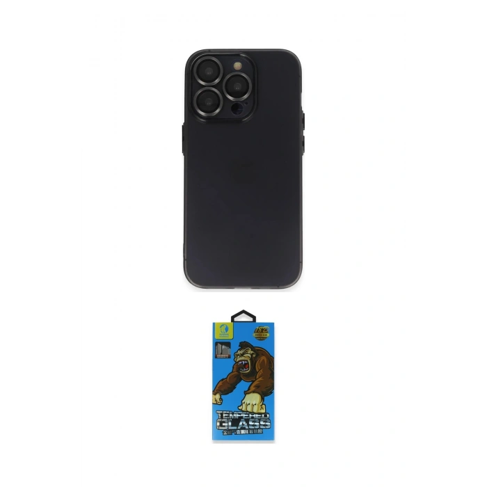 MARSİLYAN™- iPhone 13 Pro Max Kılıf Ufuk Minimal Özel Seri - Siyah 18D Cam Ekran Koruyucu