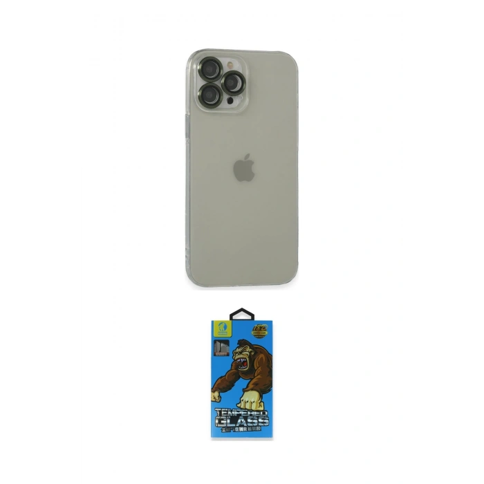 MARSİLYAN™- iPhone 13 Pro Max Kılıf Ufuk Minimal Özel Seri - Siyah 18D Cam Ekran Koruyucu