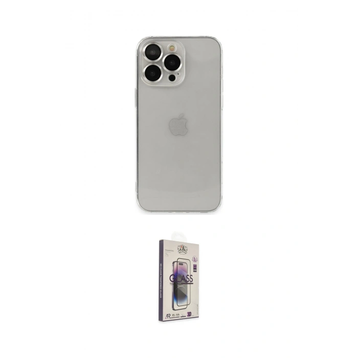 MARSİLYAN™- iPhone 13 Pro Max Kılıf Ufuk Minimal Özel Seri - Siyah Bilvis 3D Cam Ekran Koruyucu