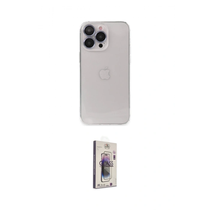 MARSİLYAN™- iPhone 13 Pro Max Kılıf Ufuk Minimal Özel Seri - Siyah Bilvis 3D Cam Ekran Koruyucu