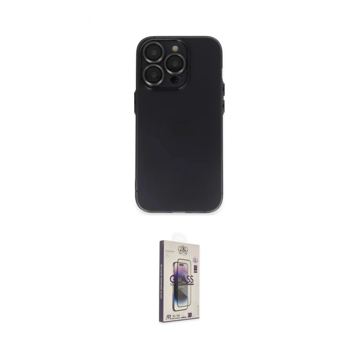 MARSİLYAN™- iPhone 13 Pro Max Kılıf Ufuk Minimal Özel Seri - Siyah Bilvis 3D Cam Ekran Koruyucu