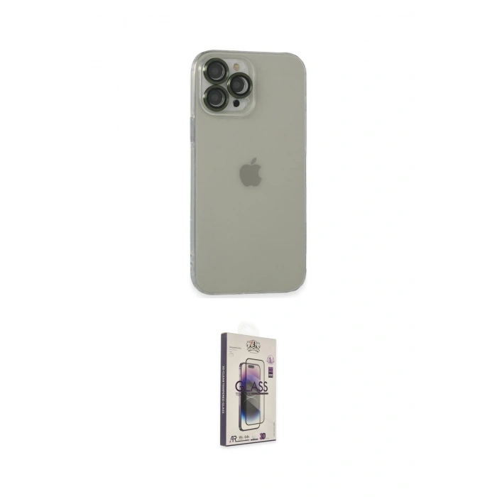 MARSİLYAN™- iPhone 13 Pro Max Kılıf Ufuk Minimal Özel Seri - Siyah Bilvis 3D Cam Ekran Koruyucu