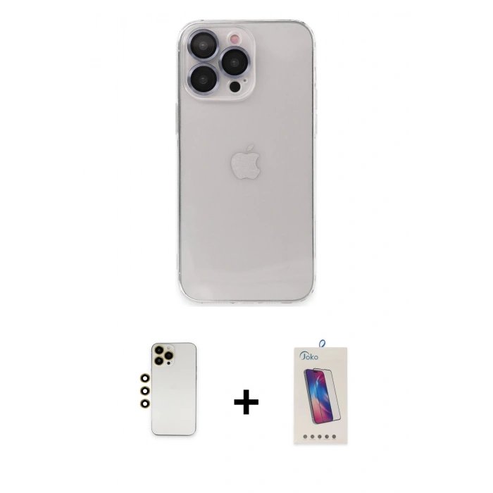 MARSİLYAN™- iPhone 13 Pro Max Kılıf Ufuk Minimal Özel Seri - Siyah Joko 5D Cam + Shine Kamera Lens - GD