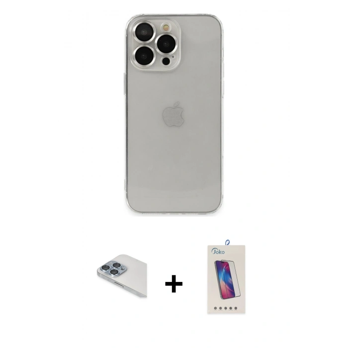 MARSİLYAN™- iPhone 13 Pro Max Kılıf Ufuk Minimal Özel Seri - Siyah Joko 5D Cam + Pers Alüminyum Kamera Lens - SABE