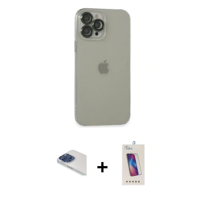MARSİLYAN™- iPhone 13 Pro Max Kılıf Ufuk Minimal Özel Seri - Siyah Joko 5D Cam + Pers Alüminyum Kamera Lens - LT