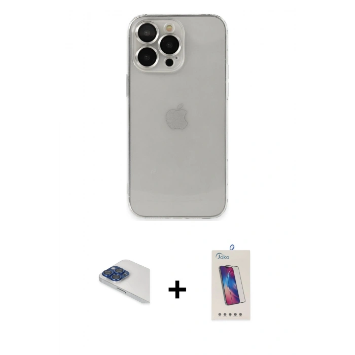 MARSİLYAN™- iPhone 13 Pro Max Kılıf Ufuk Minimal Özel Seri - Siyah Joko 5D Cam + Pers Alüminyum Kamera Lens - LT