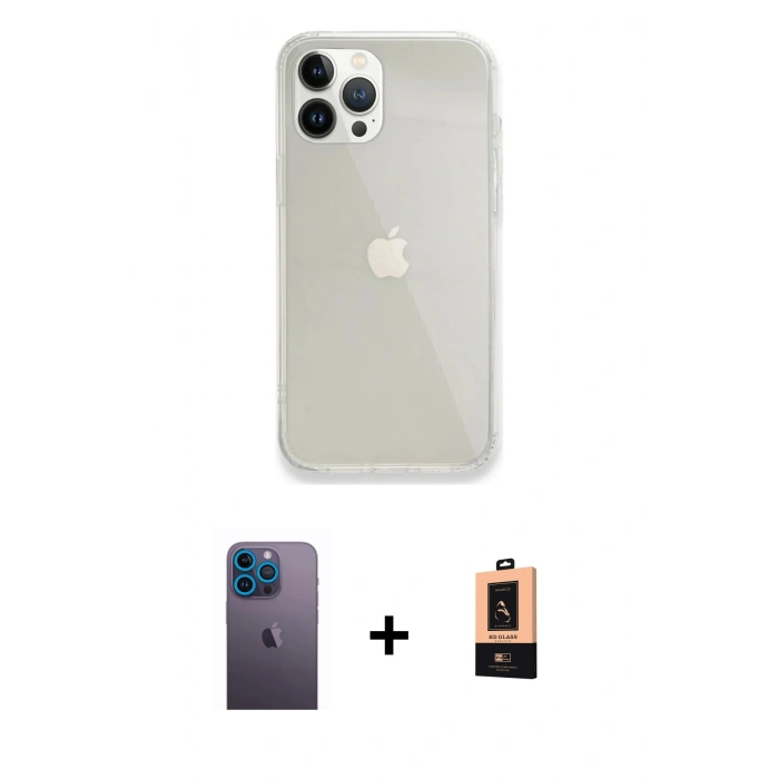 MARSİLYAN™- iPhone 13 Pro Max Kılıf Vadi Asil Prime - Şeffaf Maxco Cam Ekran Koruyucu + Neon Fosforlu Kamera Lens - MI