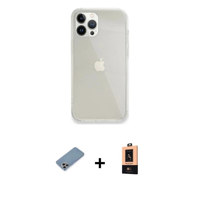 MARSİLYAN™- iPhone 13 Pro Max Kılıf Vadi Asil Prime - Şeffaf Maxco Cam Ekran Koruyucu + Shine Kamera Lens Koruma Cam - GI