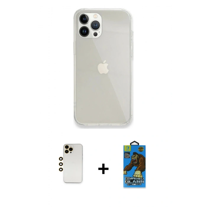 MARSİLYAN™- iPhone 13 Pro Max Kılıf Vadi Asil Prime - Siyah 18D Cam Ekran Koruyucu + Shine Kamera Lens - GD