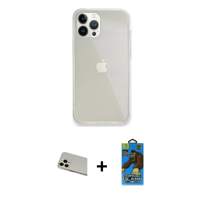 MARSİLYAN™- iPhone 13 Pro Max Kılıf Vadi Asil Prime - Siyah 18D Cam Ekran Koruyucu + Rainbow Kamera Lens Koruma Cam - REGD