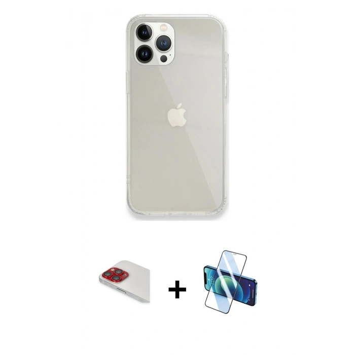 MARSİLYAN™- iPhone 13 Pro Max Kılıf Vadi Asil Prime - Siyah 3D Antistatik Cam Ekran Koruyucu + Pers Alüminyum Kamera Lens - KI