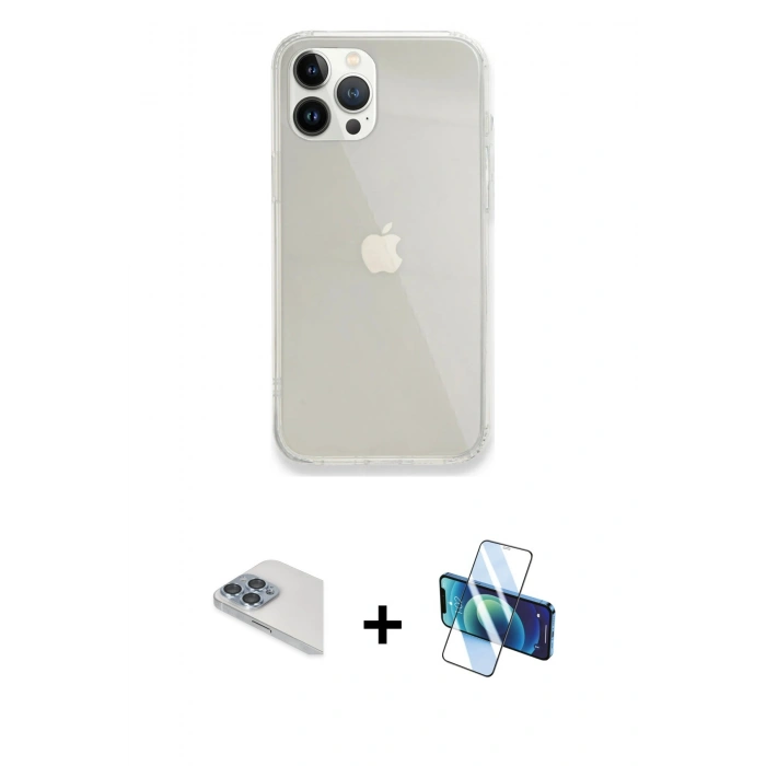 MARSİLYAN™- iPhone 13 Pro Max Kılıf Vadi Asil Prime - Siyah 3D Antistatik Cam Ekran Koruyucu + Pers Alüminyum Kamera Lens - SABE