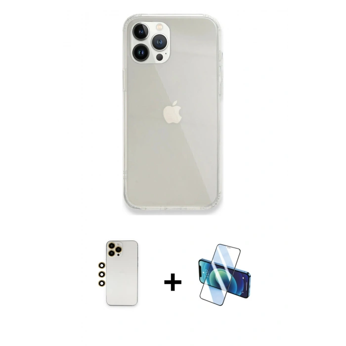MARSİLYAN™- iPhone 13 Pro Max Kılıf Vadi Asil Prime - Siyah 3D Antistatik Cam Ekran Koruyucu + Shine Kamera Lens - GD