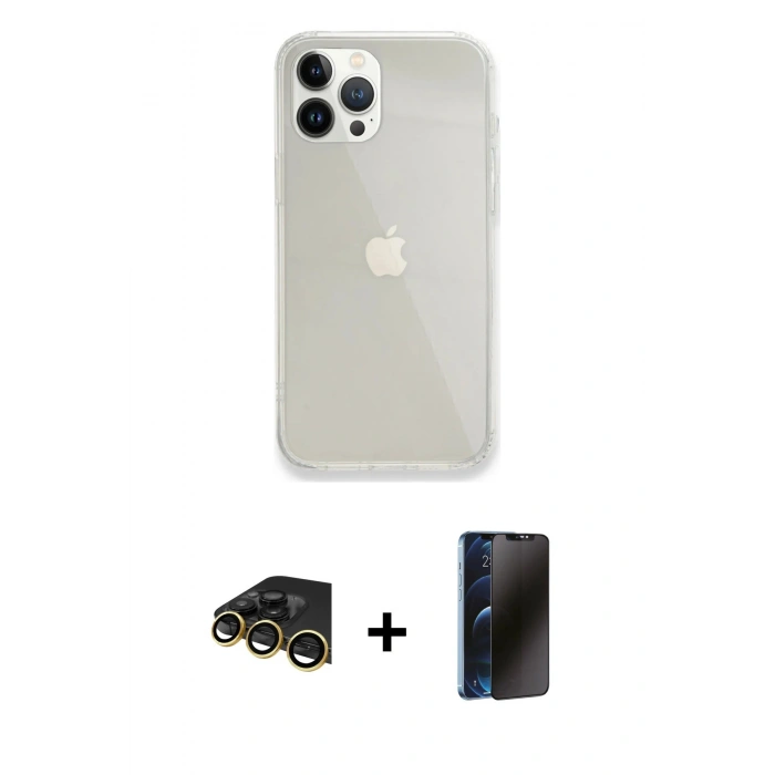 MARSİLYAN™- iPhone 13 Pro Max Kılıf Vadi Asil Prime - Siyah 3D Antistatik Hayalet Cam Ekran Koruyucu + Raze Metal Kamera Lens - GD