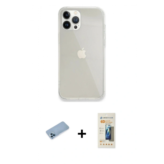 MARSİLYAN™- iPhone 13 Pro Max Kılıf Vadi Asil Prime - Siyah 6D Mat Seramik Hayalet Nano Ekran Koruyucu + Shine Kamera Lens Koruma Cam - MI