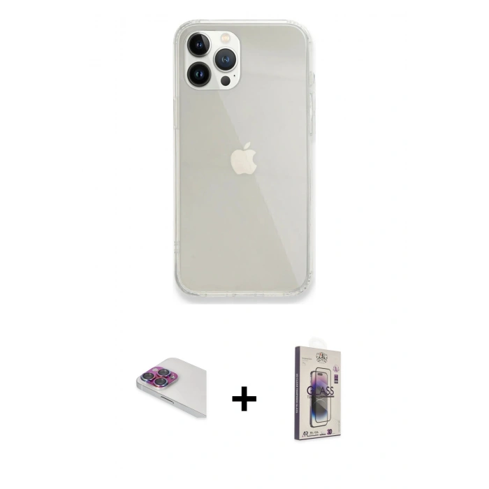 MARSİLYAN™- iPhone 13 Pro Max Kılıf Vadi Asil Prime - Siyah Bilvis 3D Cam Ekran Koruyucu + Pers Alüminyum Kamera Lens - GI