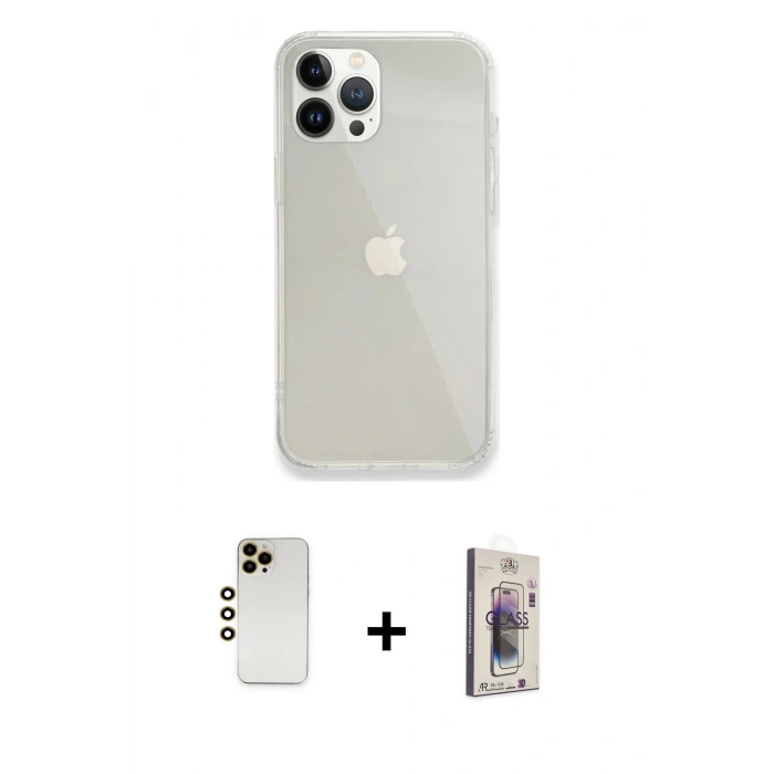 MARSİLYAN™- iPhone 13 Pro Max Kılıf Vadi Asil Prime - Siyah Bilvis 3D Cam Ekran Koruyucu + Shine Kamera Lens - GD