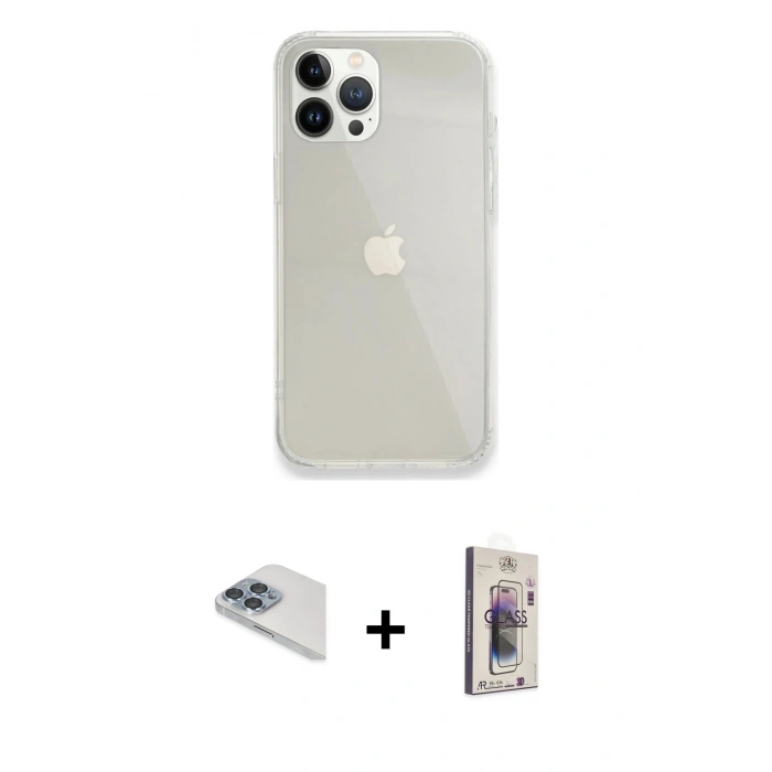MARSİLYAN™- iPhone 13 Pro Max Kılıf Vadi Asil Prime - Siyah Bilvis 3D Cam Ekran Koruyucu + Pers Alüminyum Kamera Lens - SABE
