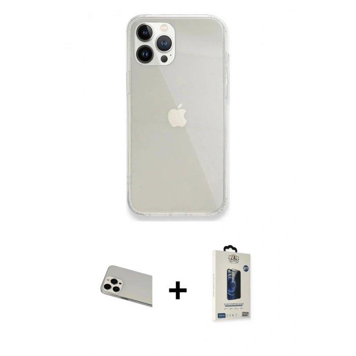 MARSİLYAN™- iPhone 13 Pro Max Kılıf Vadi Asil Prime - Siyah Bilvis Hayalet Cam Ekran Koruyucu + Rainbow Kamera Lens Koruma Cam - BZ