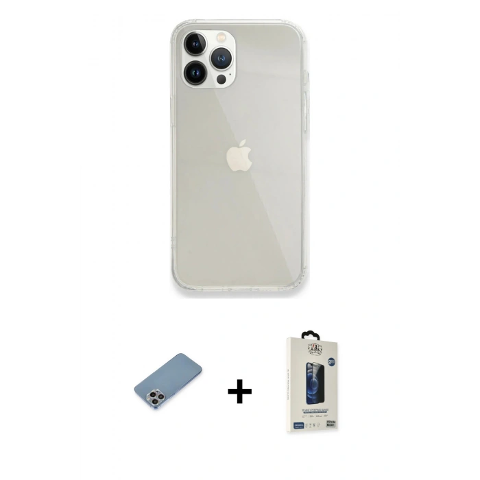 MARSİLYAN™- iPhone 13 Pro Max Kılıf Vadi Asil Prime - Siyah Bilvis Hayalet Cam Ekran Koruyucu + Shine Kamera Lens Koruma Cam - GI