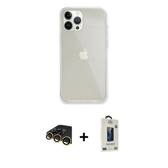MARSİLYAN™- iPhone 13 Pro Max Kılıf Vadi Asil Prime - Siyah Bilvis Hayalet Cam Ekran Koruyucu + Raze Metal Kamera Lens - GD